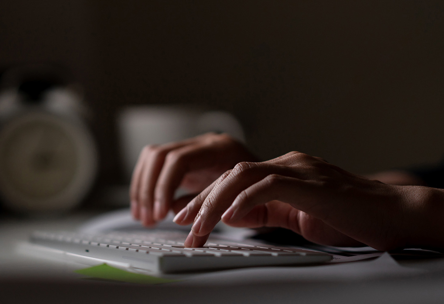 person writing a blog online